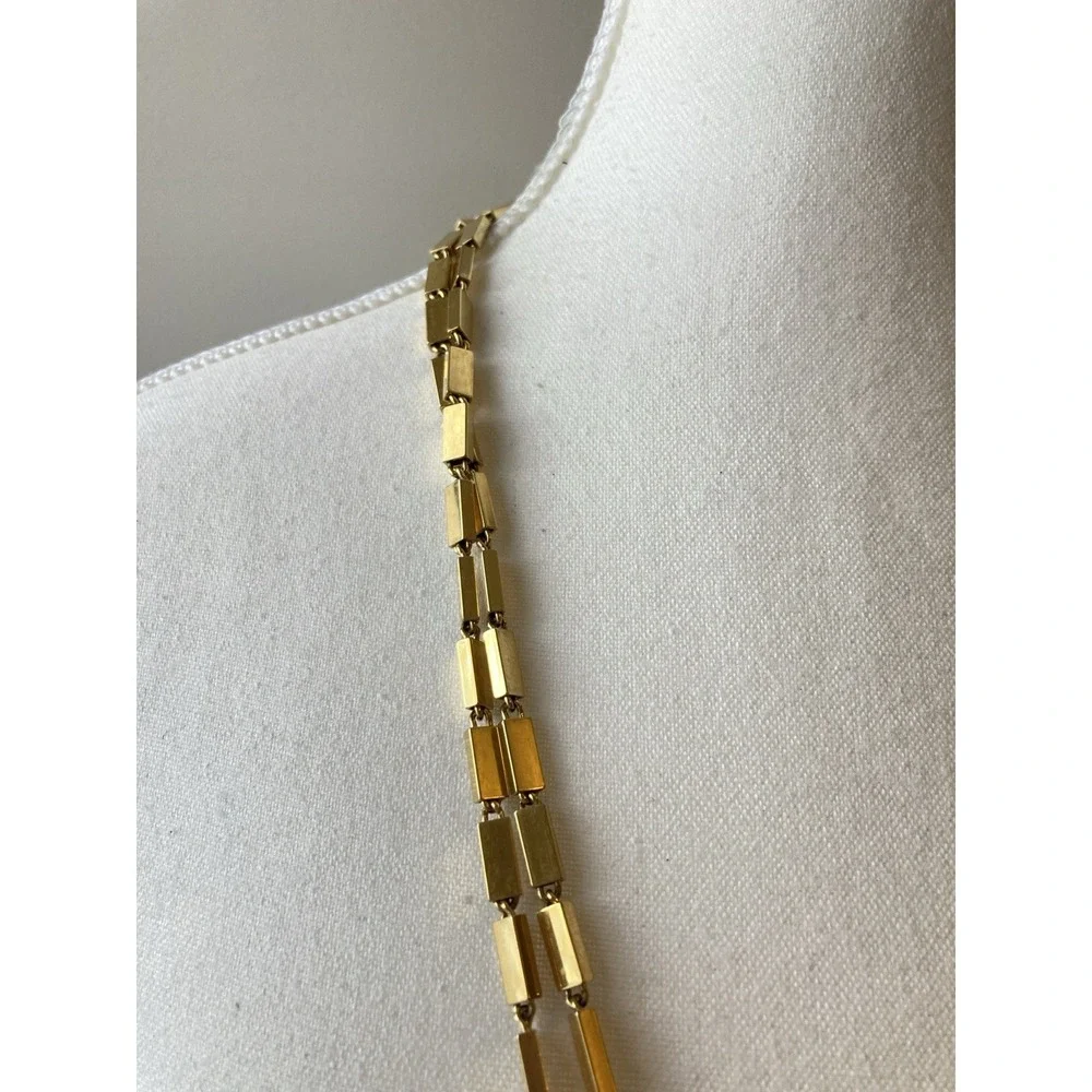Vintage Monet Necklace Gold Tone Heavy Rectangular Link Wrap Glam Runway Couture